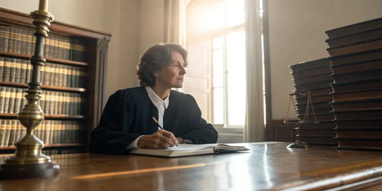 Debt collection attorney reviewing case notes.