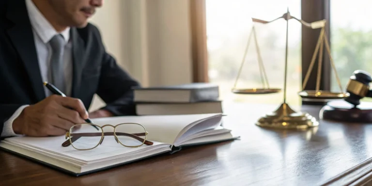 Columbia injury lawyer with scales of justice.