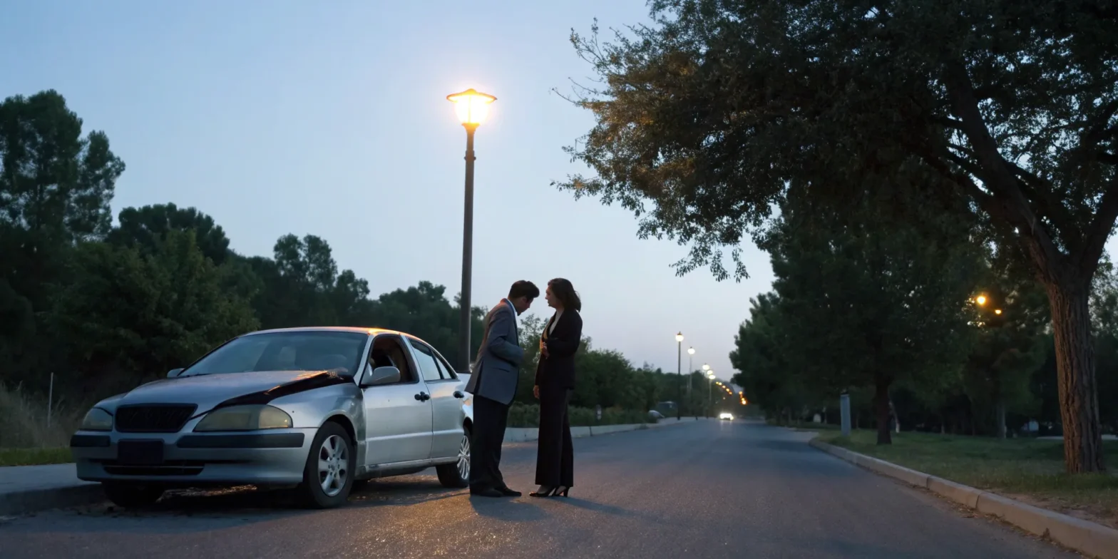 Car accident victim discusses options with lawyer.