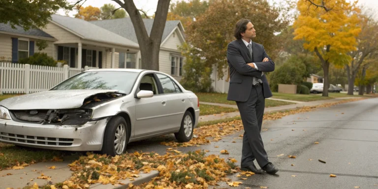 Lawyer helping client after car accident with uninsured driver.