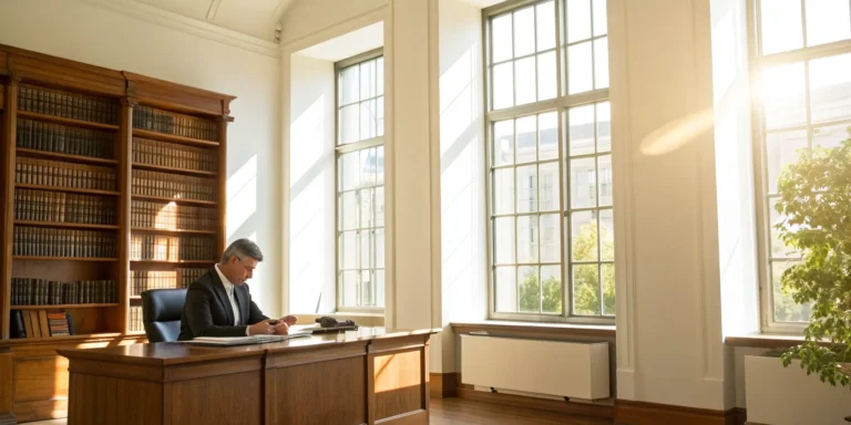 Springfield slip and fall lawyer reviewing case files.