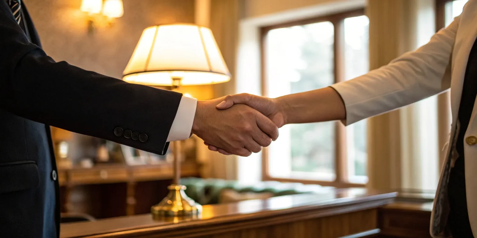Client shaking hands with their new personal injury lawyer in Springfield.