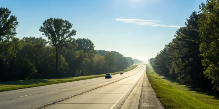 Traffic on a highway in Missouri, a common setting for car accidents.