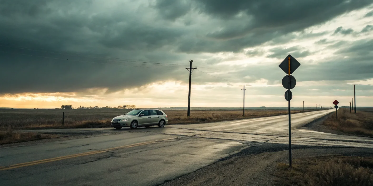 A car at an intersection, a common scenario for a failure to yield ticket.