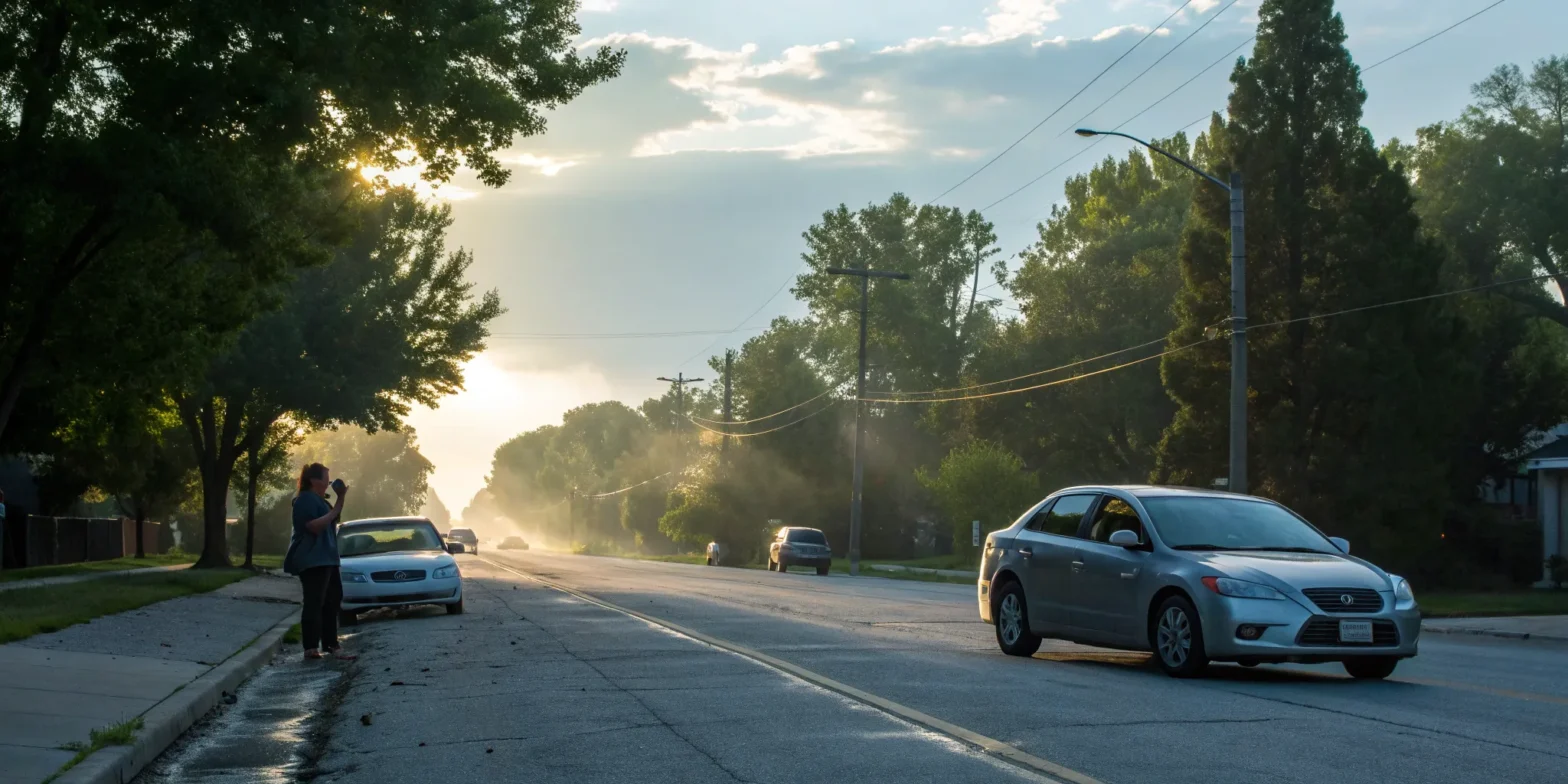 Two cars on the road after a car accident in Springfield, MO.