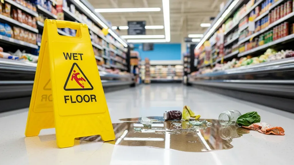 Person injured after a slip and fall accident on a wet floor in a Missouri store